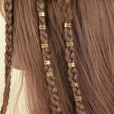 10pcs Set Gold Dreadlock Retro Beads Hair Braid Dread Clips African