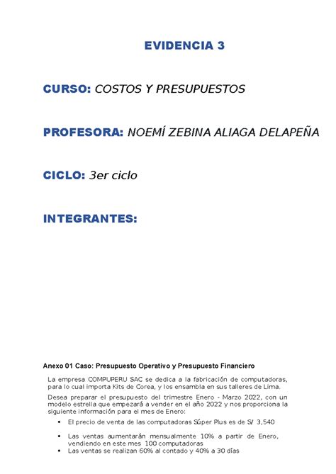 Evidencia 3 Lineamiento AA3 EVIDENCIA 3 CURSO COSTOS Y