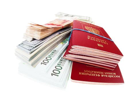 Stack Of Russian Passports And Money Stock Image Image Of Finances