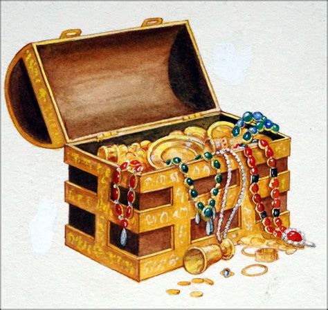 Opened Treasure Chest With Treasures Photo Realistic Vector Artofit