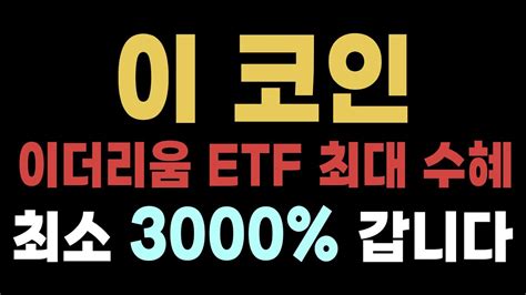 코인 분석 및 전망 이더리움 현물 Etf 승인 최대 수혜는 이 코인 최소 3000 갑니다 Youtube