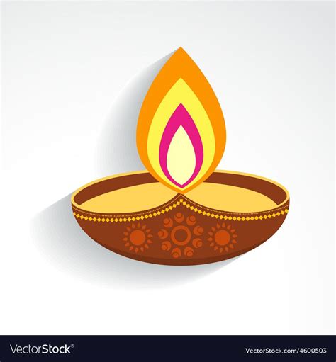 Colorful Diwali Diya Vector Image On Vectorstock Diya Designs Diwali