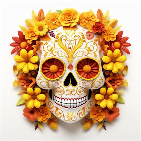 Premium Ai Image Hispanic Heritage Sugar Skull Marigold Festive Dia