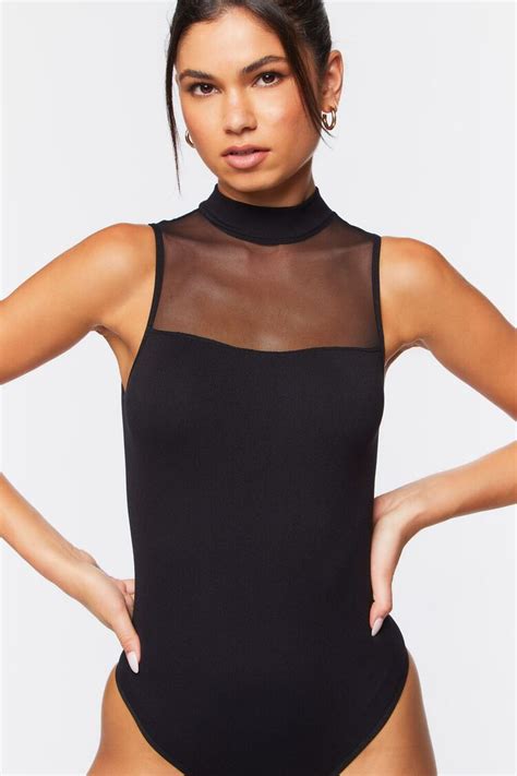 Mesh Mock Neck Bodysuit