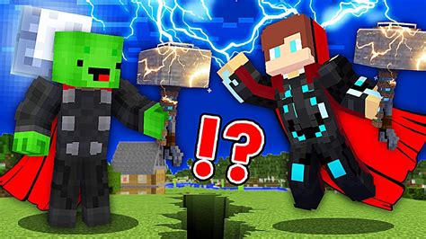 Jj And Mikey Became Thor In Minecraft Maizen Nico Cash Smirky Cloudy