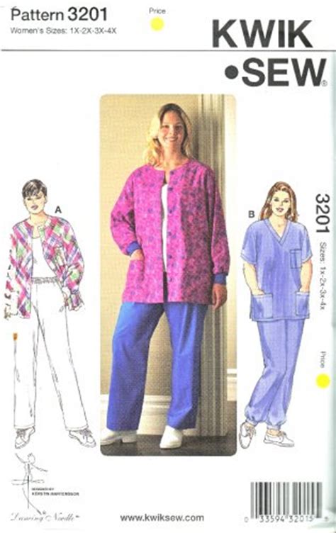 Kwik Sew Sewing Pattern 3201 Women S Plus Size 1X 4X 22W 32W Scrub