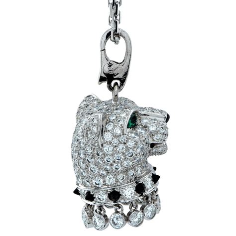 Panthère De Cartier Diamond Emerald And Onyx 18k Gold Panther Head Necklace At 1stdibs