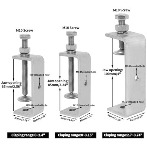 Snapklik 100MM C Clamp Tiger Clamp 304 Stainless Steel C Clamps