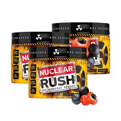 Kit 3x Nuclear Rush 100g Cada BodyAction BH Suplementos