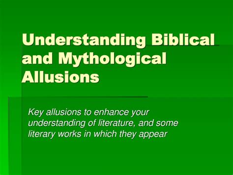 Understanding Biblical And Mythological Allusions Ppt Download