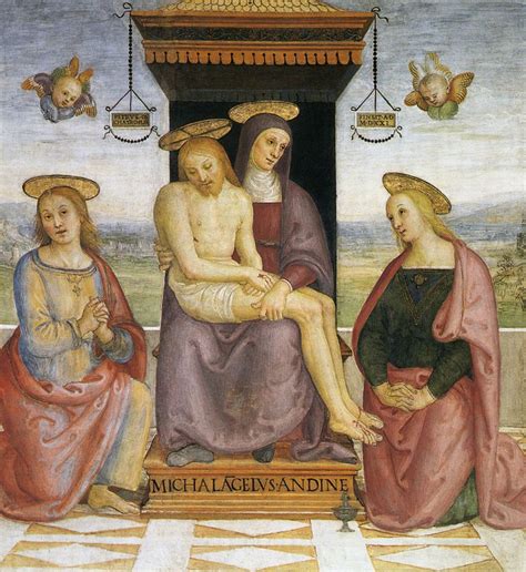 Pietà tra i Santi Giovanni evangelista e Maddalena Perugino e Signorelli