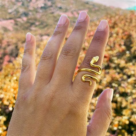 Adjustable Gold Snake Ring Open Stacking 18K Gold Plated Snake Spiral