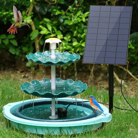 Aisitin Tiered Bird Bath With W Solar Pump Diy Solar Fountain