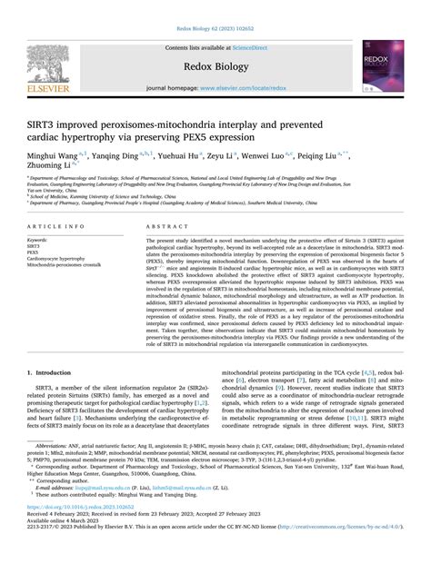 Pdf Sirt3 Improved Peroxisomes Mitochondria Interplay And Prevented