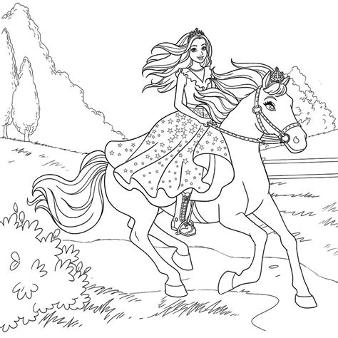 Barbie and Horse Coloring Pages & book for kids.