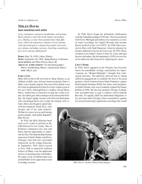 (PDF) Miles Davis Biography