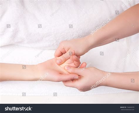 Qualified Therapist Doing Therapeutic Palm Massage Stock Photo ...