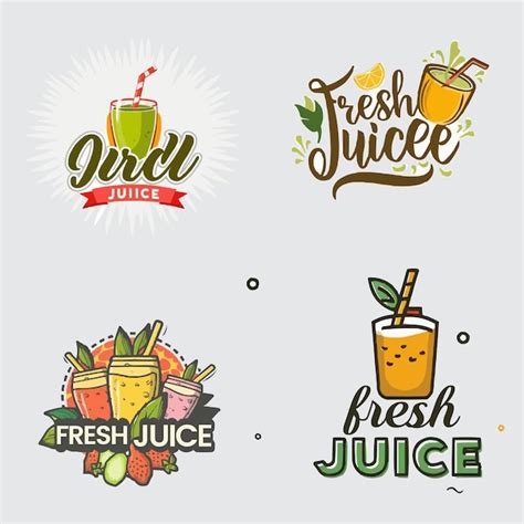 Variedad De Etiquetas Planas Bebida Saludable Jugo De Frutas Fresco