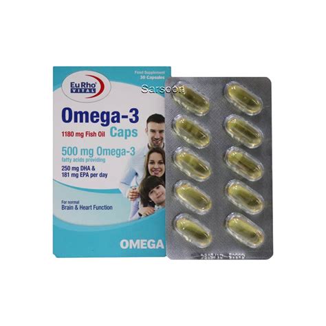 کپسول امگا 3 یوروویتال 1180 میلی گرم 30عددی Eurho Vital Omega 3 1180 Mg سرسون داروخانه آنلاین