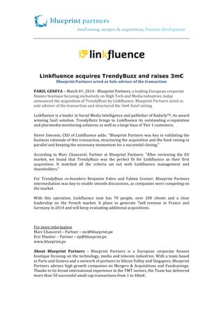 Linkfluence Acquires Trendybuzz PDF