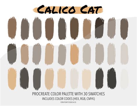 Procreate Color Palette Calico Cat Instant Download Digital File Color