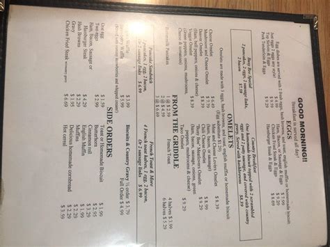 Menu at Busy Bee Café restaurant, Springfield