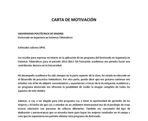 Carta De Motivacion Para Doctorado X Carta De Images And Photos Finder