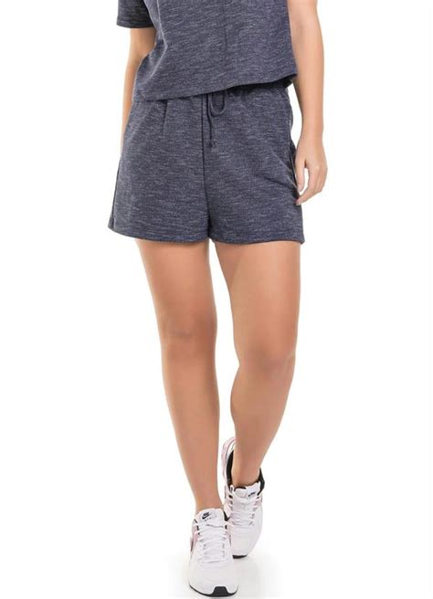 Shorts Feminino Em Moletinho Marinho Up Close