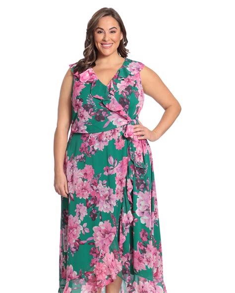 Plus Floral Ruffle Wrap Maxi Dress Boohoo Plus