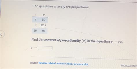 Solved The Quantities X And Y Are Proportional Find The Constant Of