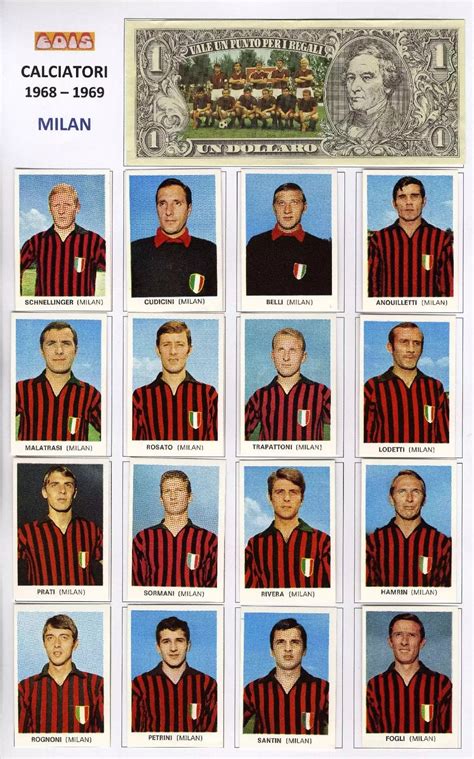 AC Milan team stickers for 1968-69. | Ac milan, A.c. milan, Milan