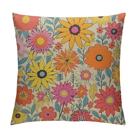 Jeuxus Retro S Groovy Hippie Mushroom Daisy Flower Floral Rainbow