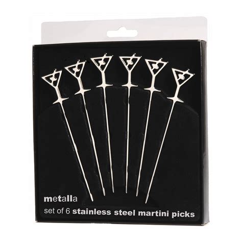 Stainless Steel Martini Picks, Set of 6