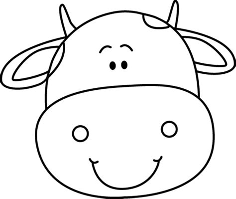 Black And White Cow Head Cartoon Cow Face Animal Drawings Cute