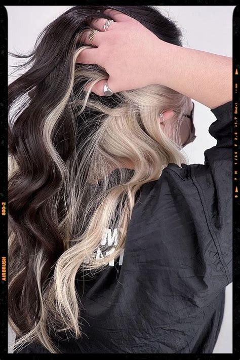 Peek A Boo Blonde Highlights In 2022 Blonde Underneath Hair Color Block Hair Hair Color