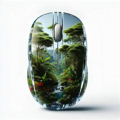 Premium Photo | Modern crystal clear computer mouse inside nature Generated by AI