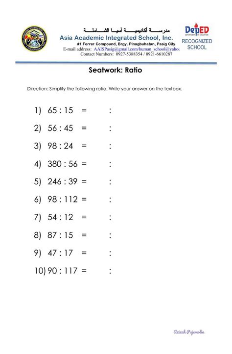 Ratio Simplifying Textbook Exercise Corbettmaths Worksheets Library