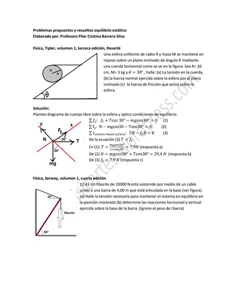 Solution Problemas Propuestos Y Resueltos Equilibrio Estc A Tico