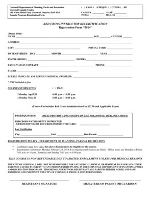 Fillable Online RED CROSS INSTRUCTOR RECERTIFICATION Registration Form