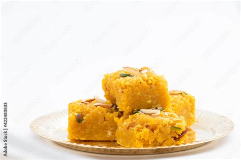 Sindhi Indian Mithai Sev Badam Halwa Burfi Barfee Or Barfi Is Made Of