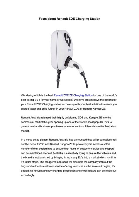 Facts about Renault ZOE Charging Station by EVE Australia - Issuu