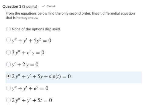 Solved Question 1 3 Points Saved From The Equations