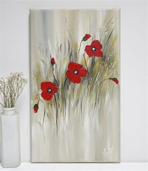 Mohnblumen Leinwandbild Rote Blumen Handgemalt Moderne Blumenkunst