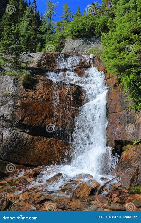 Banff National Park Beautiful Waterfall Below Lake Agnes Near Lake