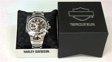 メンズ腕時計 ハーレーダビッドソン Harley Davidson Mens Bulova Watch Black Patterned