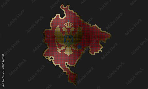 Montenegro Map Flag With Grunge Texture In Mosaic Dot Style Abstract