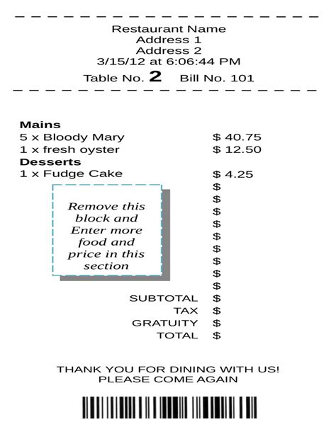 Free 4 Restaurant Receipt Forms In Pdf Ms Word Excel