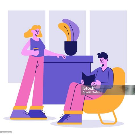 relaxing office break room illustration colleagues enjoying  coffee