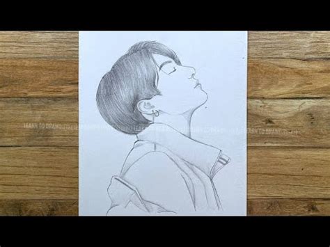 How to draw Jung kook only pencil 2B | BTS sketch for beginners ...