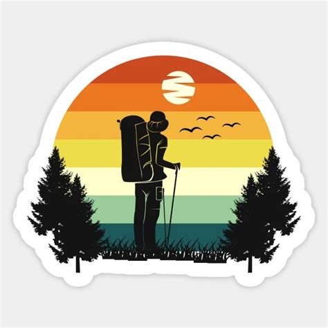 Retro Sunset Hiking By Novakdesign Aesthetic Stickers Printable